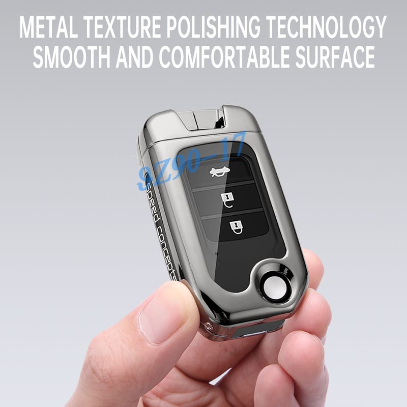 For Honda Accord Civic Cr-V Crv Carbon Fiber Accessories Metal Carbon Fiber Car Key Fob Case Cover Keychain