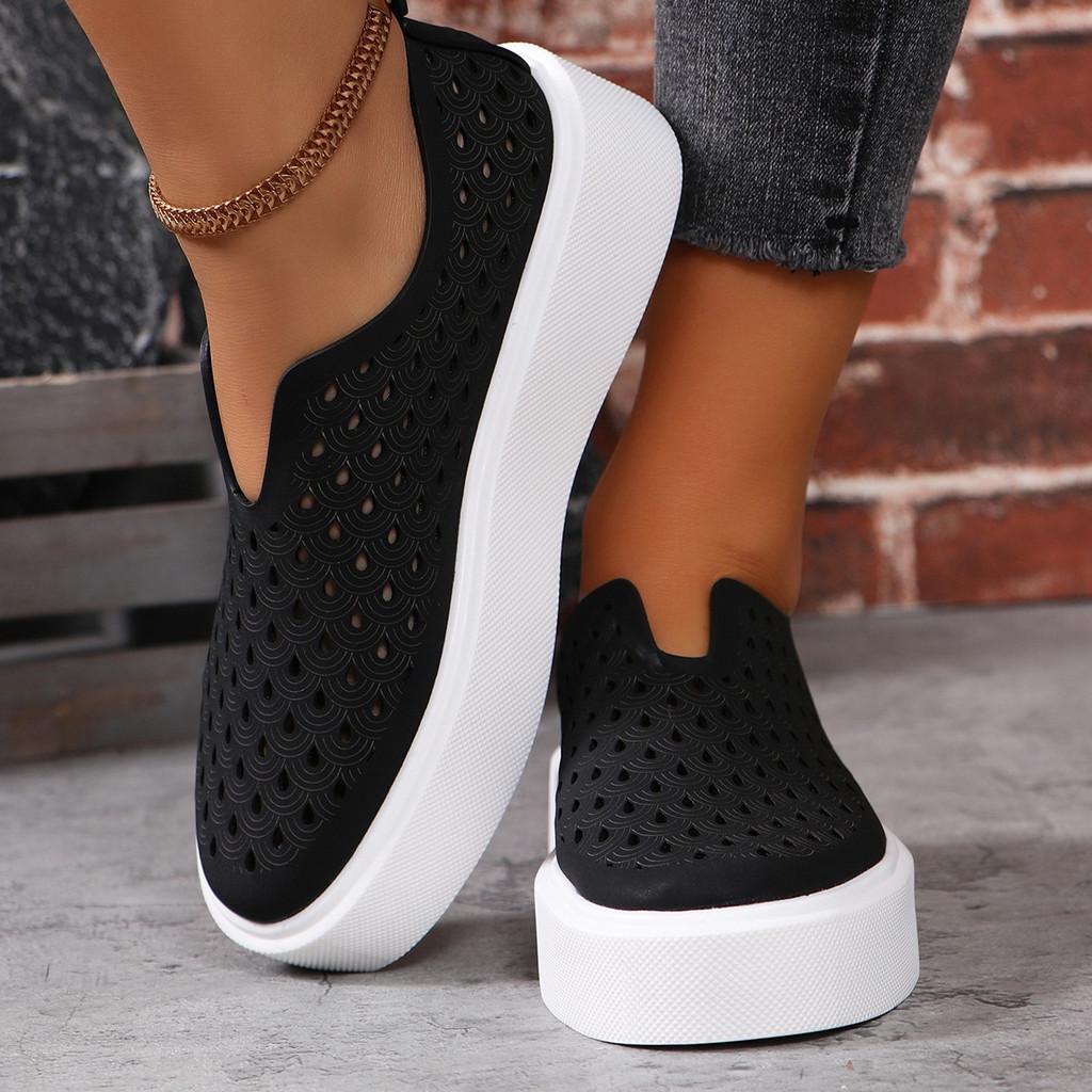 Stylish Casual Breathable Round Toe Womens Slip-on Platform Shoes For Summer