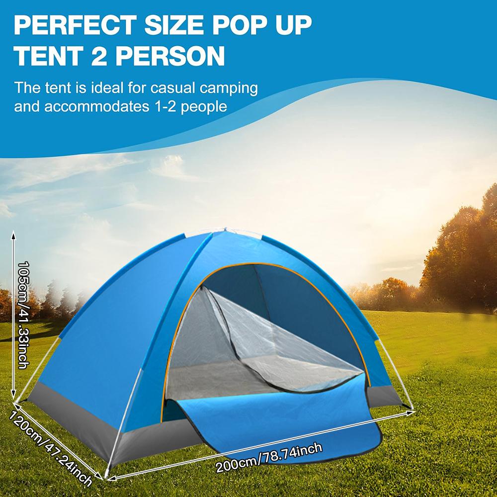 Outdoor Folding Tent Fully Automatic Quick Opening Tent, 1-2 Person Self Driving Camping Tent Cozy Rain Proof Sun Proof Portable