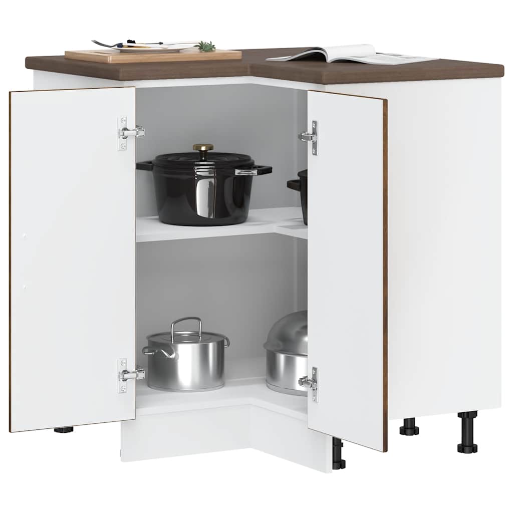 Porto Kitchen Corner Base Cabinet Smoked Oak Veneer Wood Based Material
