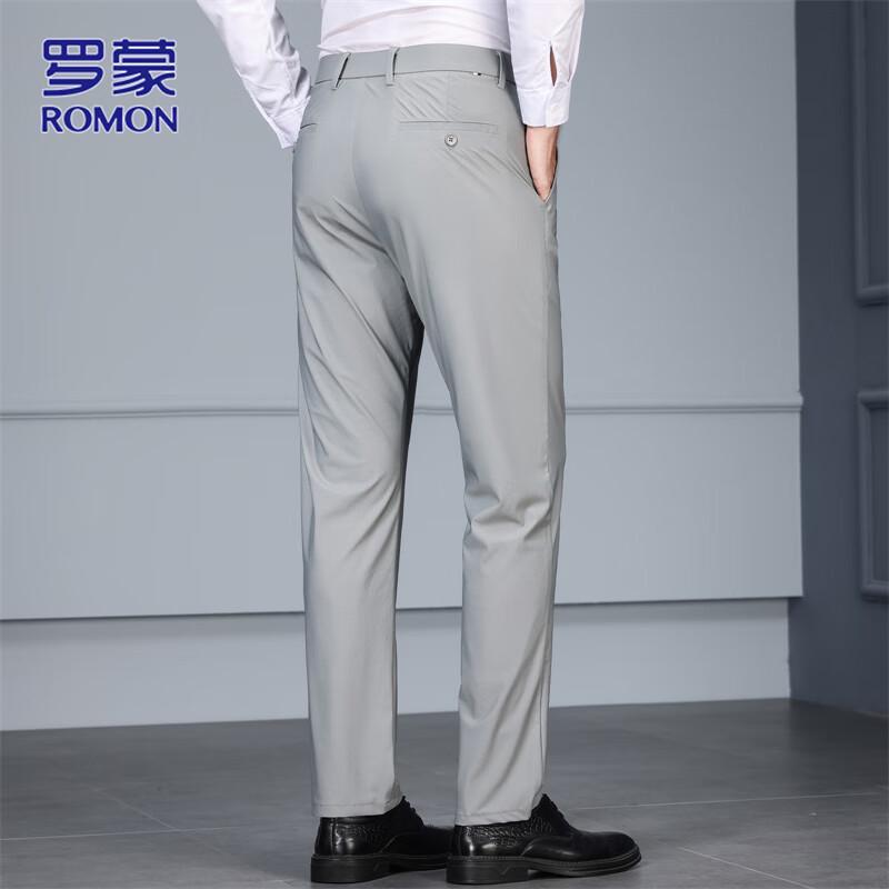 ROMON Men's Elastic Slim Fit Business Casual Trousers