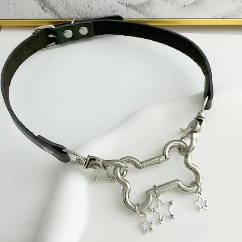 Pentagramme Große Knochenleder O-Stil Halskette DIY Stern Anhänger Halskette für Frauen Punk Ästhetik Y2K Halsketten Accessoire