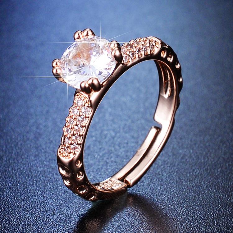 

Кольцо из 18-каратного розового золота с цветным цирконием, открытое кольцо в стиле ретро, высококачественное кольцо с имитацией муассанита и бриллиантами. opening adjustable