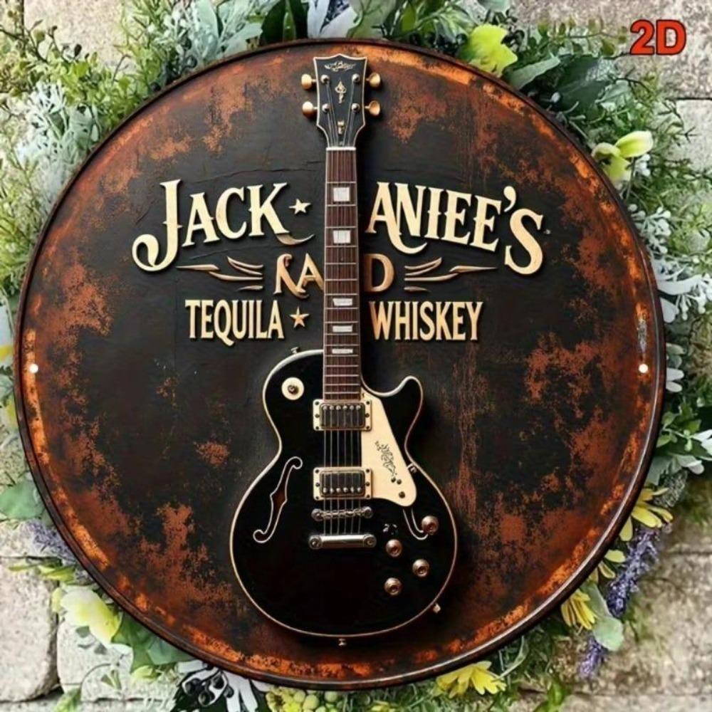 Vintage Metal Wall Decor Retro Guitar Bar Sign Rustic Country Music Art