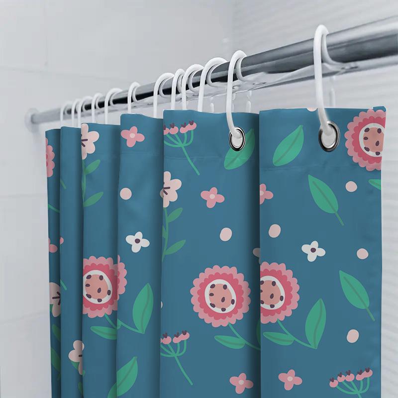 Beautiful Bath Shower Curtain With Cartoon Flower Print Decorative Waterproof Fabric Fitted For Bathtub Bathroom Accessories Nav