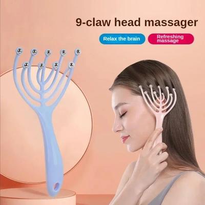 9 artigli testa massaggiatore pettine di plastica rilassamento dei capelli pettine massaggio del cuoio capelluto spazzola assistenza sanitaria strumento di aiuto per alleviare lo stress strumenti per la cura della pelle