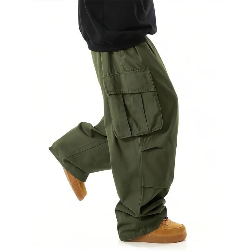 Men's Summer American Retro Overalls, All-match Solid Color, Outdoor Slim Straight Casual Trousers