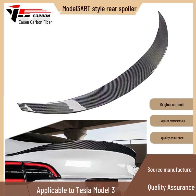 2018-IN Tesla Model 3 ART Style Carbon Fiber Rear Spoiler Winglets
