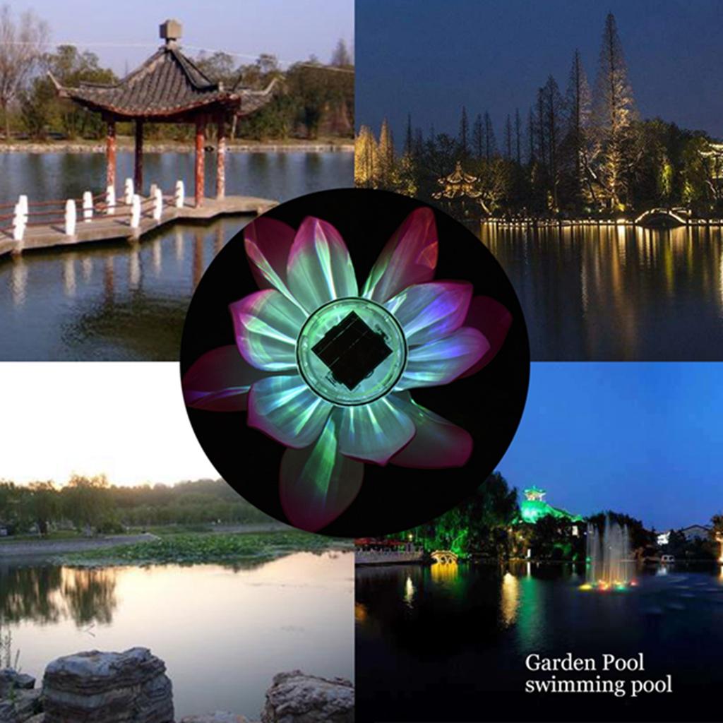 Solar Power LED Color Changing Flower Light Floating Flower Lamp Garden Pool Pond Light