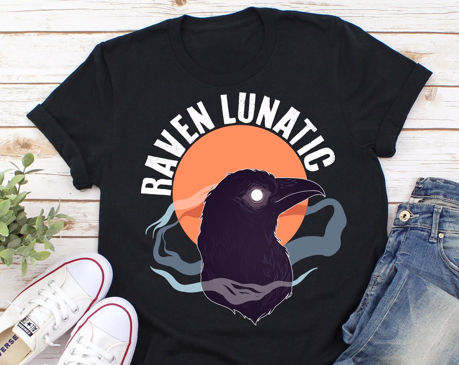 Raven Lunatic Shirt, , , Bird Lover Gift, Cute Birding T-shirt, Funny Halloween Tshirt, Twitcher Tee, Crow, House, Watcher Watching 130