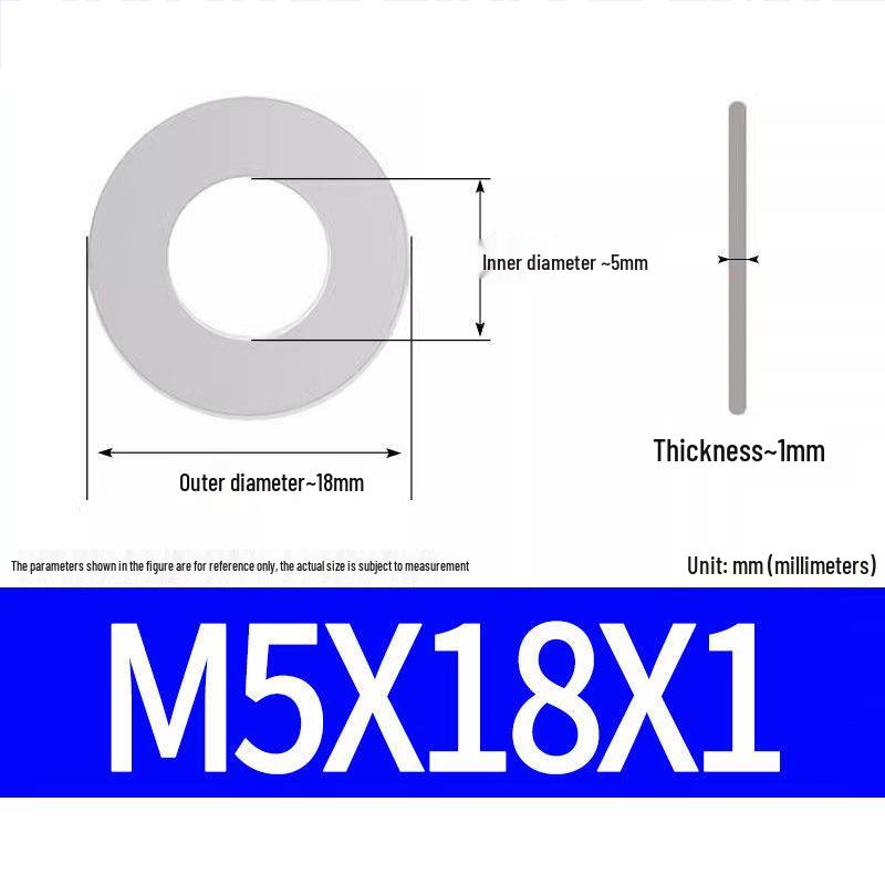 304 Stainless Steel Ultra-Thin Flat Washer, Thickness: 0.1/0.2/0.3/0.4/0.5 Mm, Sizes M1-M8