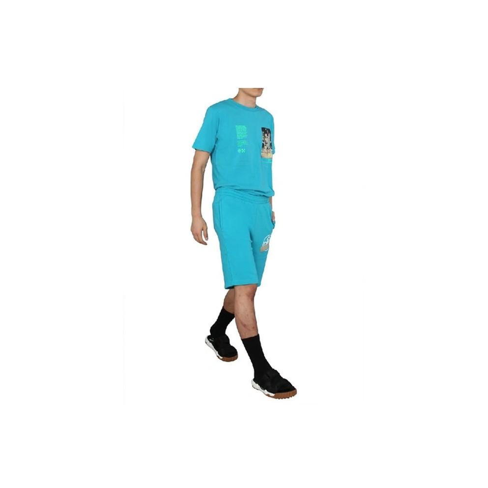 Off-White C/O Virgil Abloh Ss20 Skull Print Short Sleeve T-Shirt With Standard Fit Men Tops Blue OMAA027R201850143988