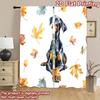 2D flat printing 2pcs Window Treatment Curtains Doberman Autumn Leaves Watercolor Digital Printed Polyester Drapes Festive Wall