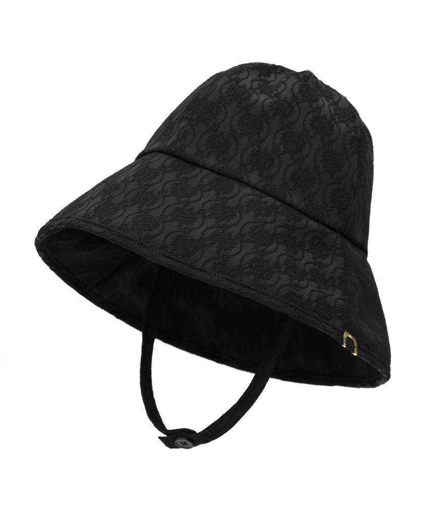 Eondeokeonteulolseutyudio Detachable Strap Bucket Hat Strap Bucket / Flower Pattern / Mono Black