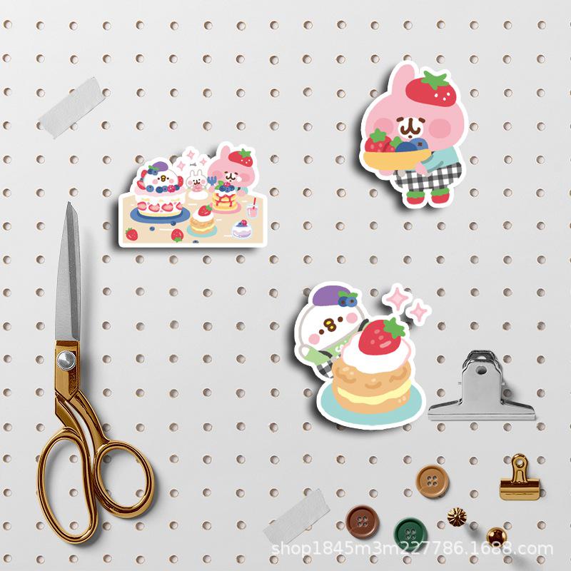 Strawberry Rabbit Stickers Set: 40 Cute, Waterproof, Korean-Style DIY Berry Designs