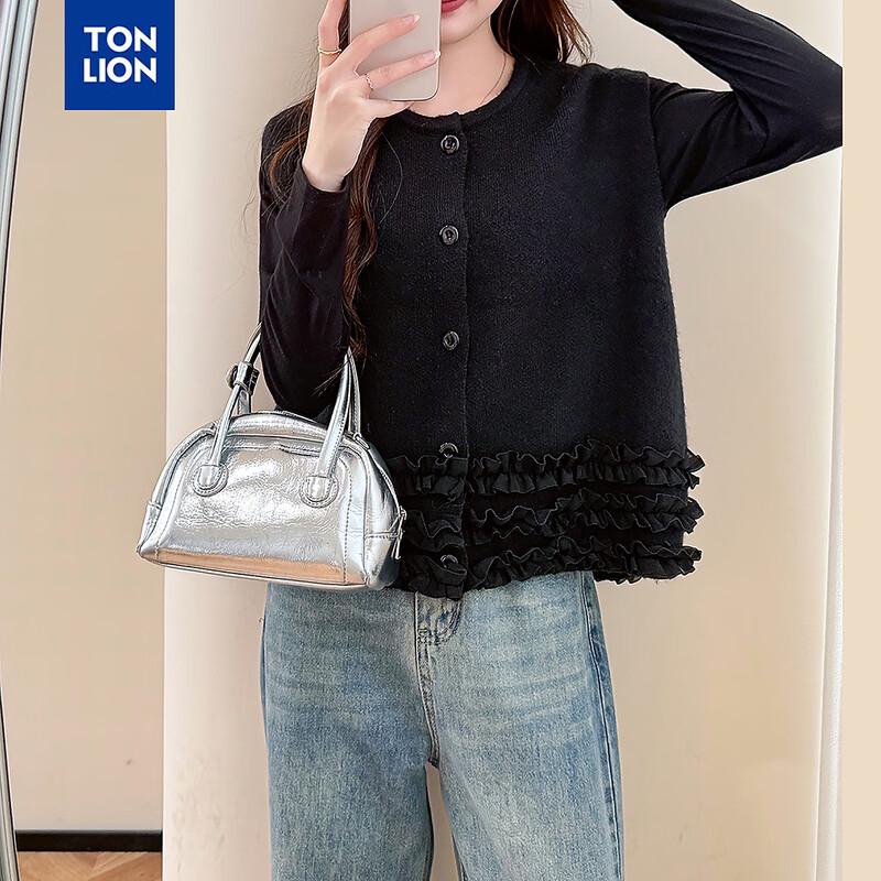 

Элегантный женский кардиган-жилет TonLion с круглым вырезом L