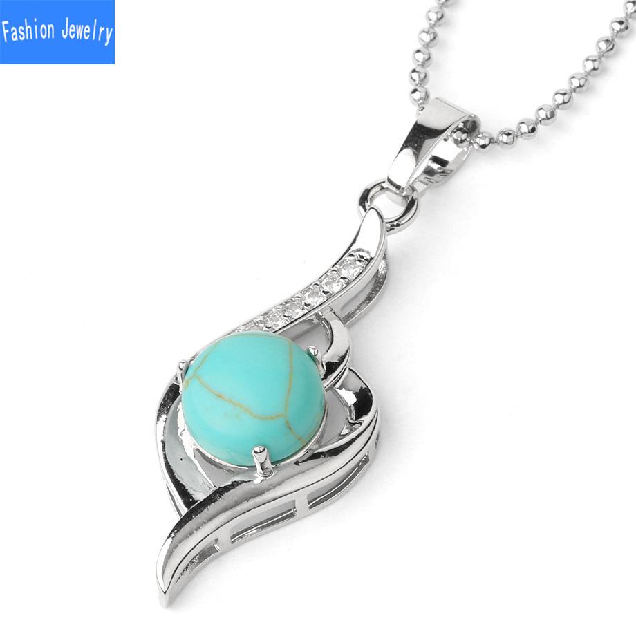 

Natural Crystal Stone Zircon Versatile Clavicle Pendant Necklace turquoise green
