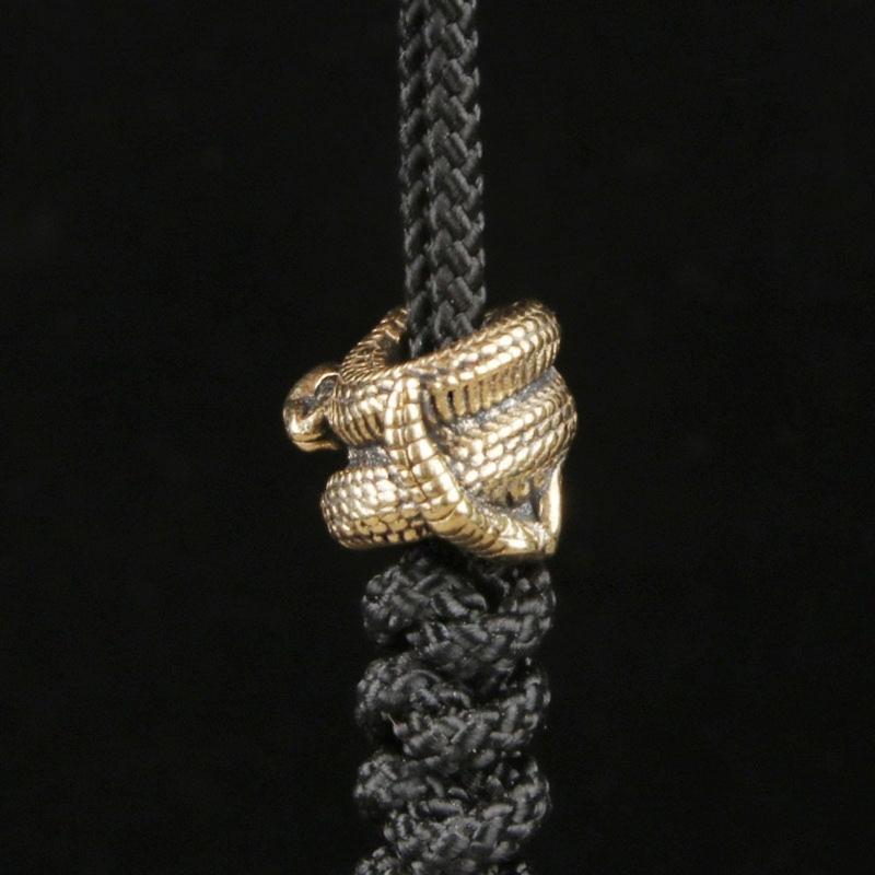 3Pcs Light Weight Snake Shape Lanyard Beads DIY Metal Paracord Beads Unique Parachute Cord Beads for Bracelets Pendants