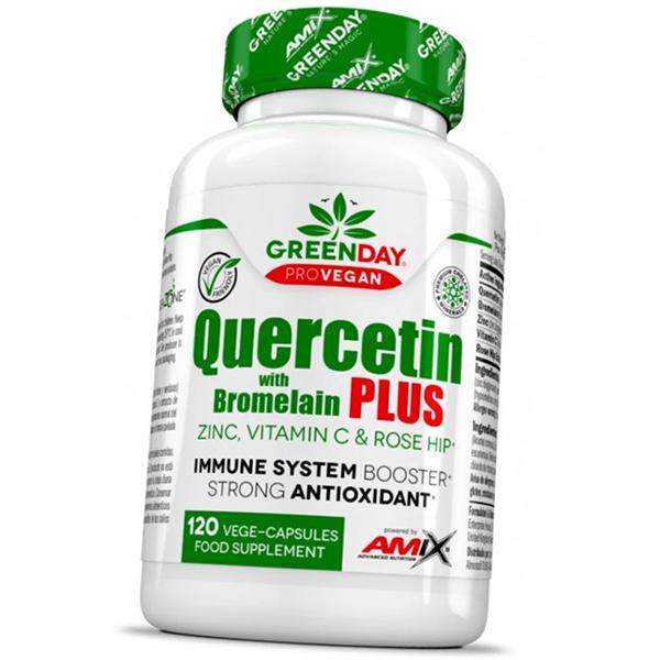 

Кверцетин с Бромелайном и Витамином С, GreenDay ProVegan Quercetin with Bromelain Plus, Amix Nutrition 120вегкапс (70135004) 120vcaps