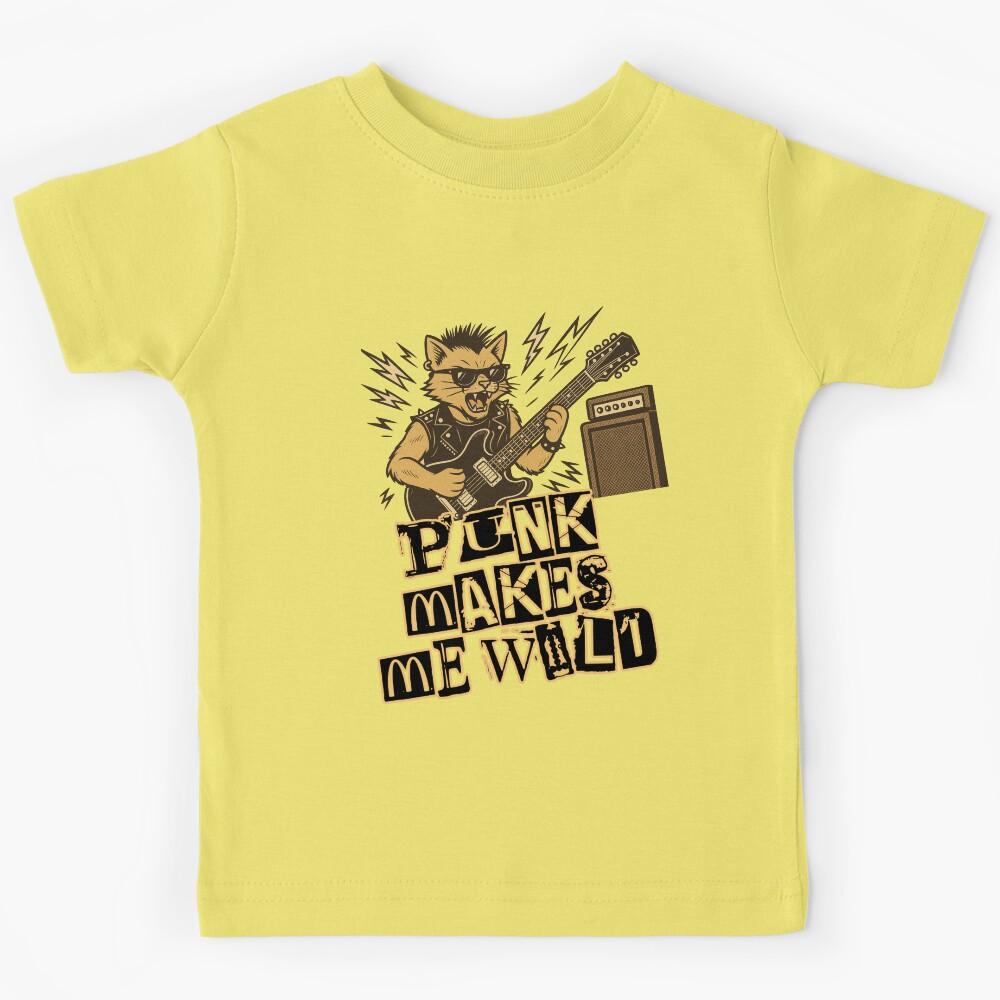 cool cat plays punk music Kids T-Shirt 150