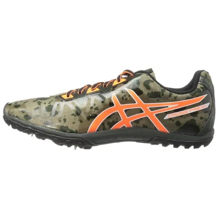 Asics Cross Freak Trendy Low Top Spiked Running Shoes Men Sneakers Green Orange G508Y0830
