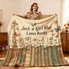 1 peça Cobertor de Flanela para Amantes de Livros Cores Pastéis Suaves (Bege, Rosa, Azul, Verde, Marrom, Laranja, Detalhes Florais) Manta Aconchegante para Todas as Estações, para Casa, Viagem, C