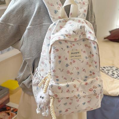 Versatile Floral Japanese Backpack for Girls and College Students