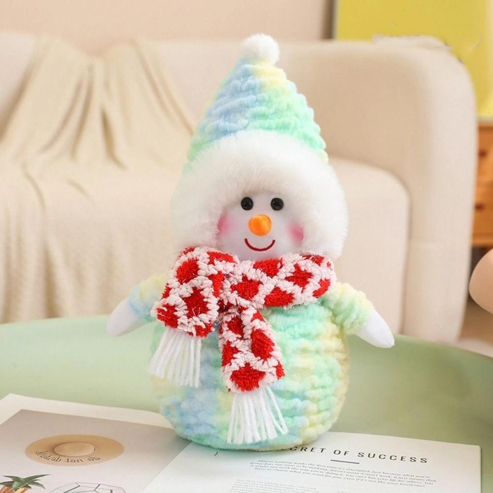 35cm Santa Claus Plush Toys Cartoon Snowman Stuffed Dolls Scarf Snowman Plush Toy  Home Decoration