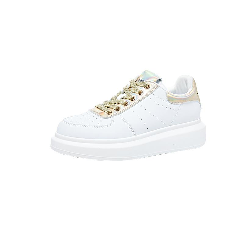 3233 small size leather little white shoes women's thick-soled Korean version of color matching college casual shoes lace-up flat-soled student sh