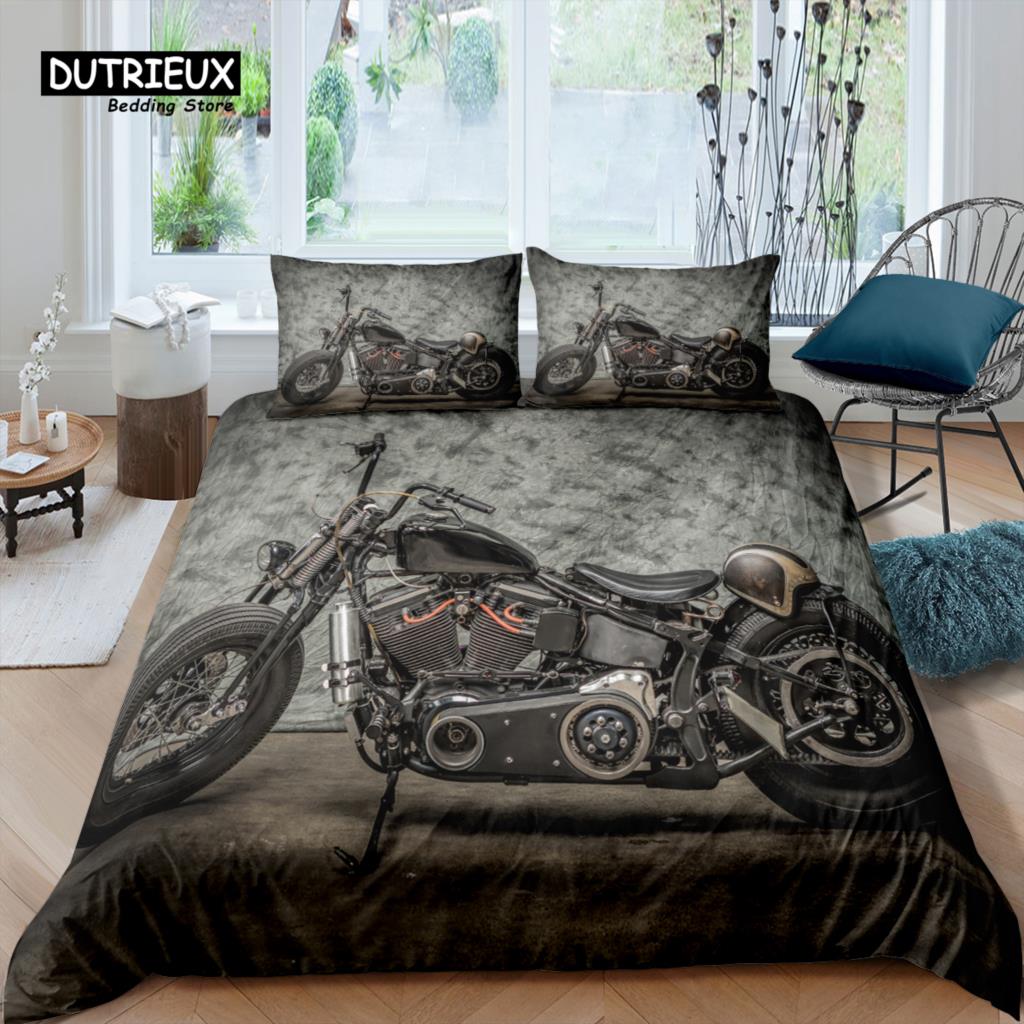 Home Living Luxury 3D Motorcycle Bedding Set Girl Duvet Cover Set Pillowcase Kids Bedding Set Queen and King EU/US/AU/UK Size