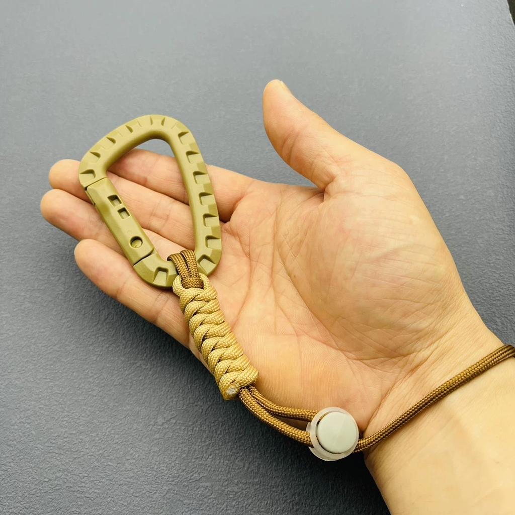 Hand-woven Paracord Carabiner Anti-lost Adjustable Keychain Outdoor Hiking Tools Kettle Buckle Hooks Backpack Accessories