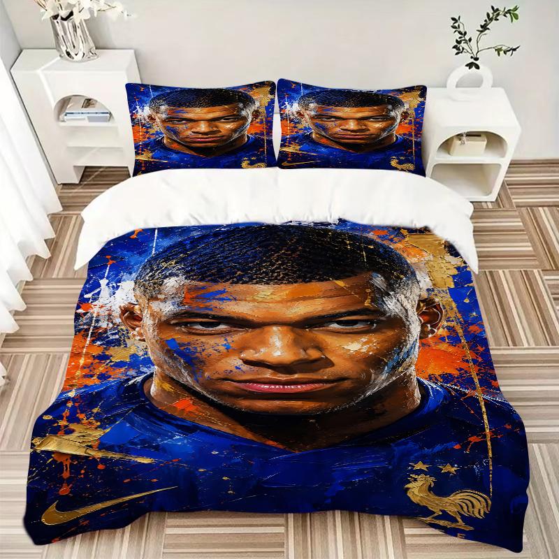 3Pcs Football Star Portrait Bedding Sets For All Sizes New 3D Printed Bed Cover Comforter Duvet Cover Pillowcase Bedroom Decoration