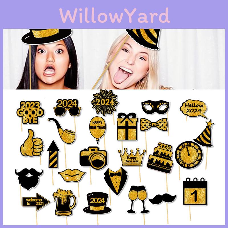 2024 New Year Party Props Pack Fun Cartoon Design Perfect For Photos