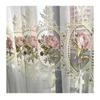 Elegantes Cortinas de Gasa Bordadas con Peonías - Voile Transparente de Lujo para Sala de Estar o Dormitorio