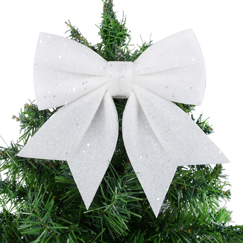 21cm Big Christmas Glitter Bows Xmas Tree Hanging Ornaments Topper 2024 Christmas Decoration for Home Navidad 2025 New Year Gift