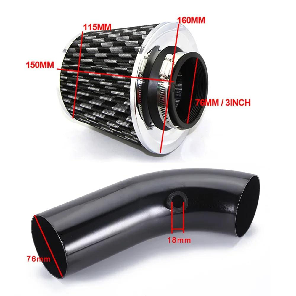 76mm Auto Umgerüstet Winter Pilzkopf Luftfilter Ansaugrohr Filter High Flow Hoch Kaltluftfilter Aluminium Rohr Kit