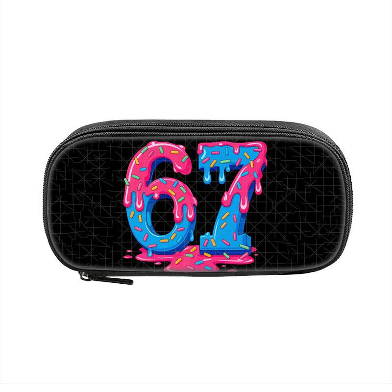 Six Seven Printed Pattern Nylon Pencil Case For Students With Compact Storage And Casual Style