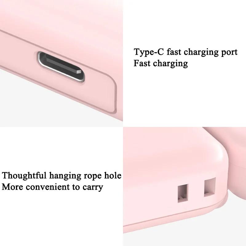 3-in-1 Mini Portable Fan Hanging Neck Fan Handheld Fan & Foldable Mirror with Power Bank, Silent Fan Compact & Portable for Summer Sports