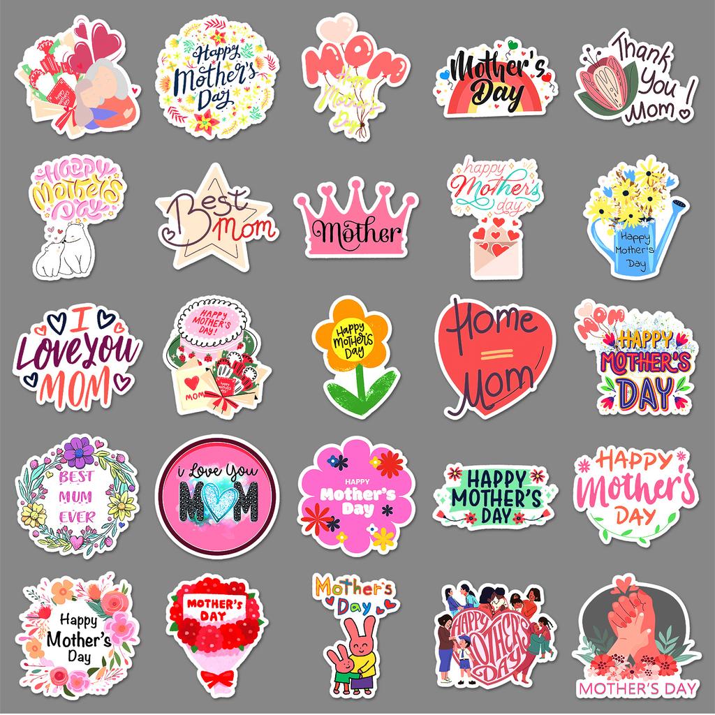 50 Mother's Day Graffiti Stickers Personalized Cartoon Holiday Creative Decoration Water Cup Skateboard Suitcase Stickers