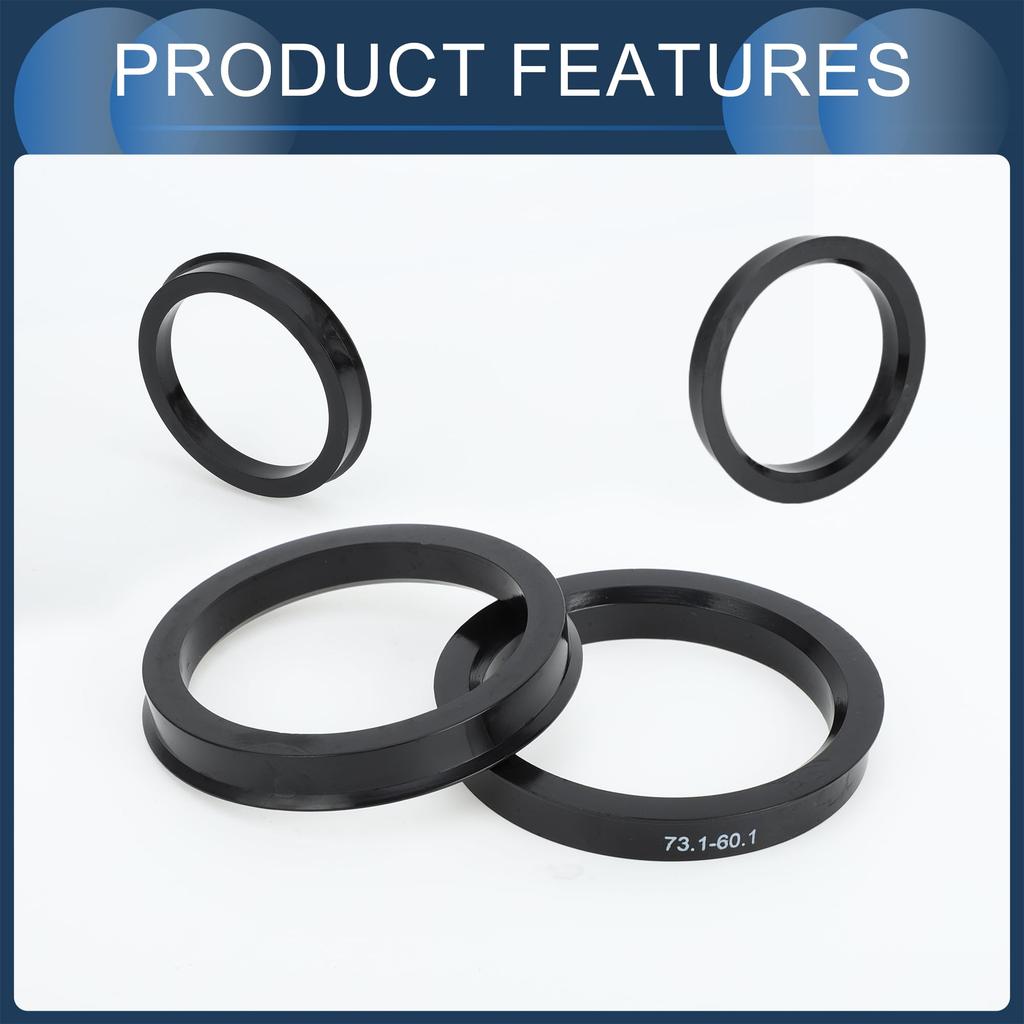INFINAUTO Hub Centric Ring 60.1mm ID 73.1mm OD Car Wheel Hub Ring ABS Plastic Black 4pcs