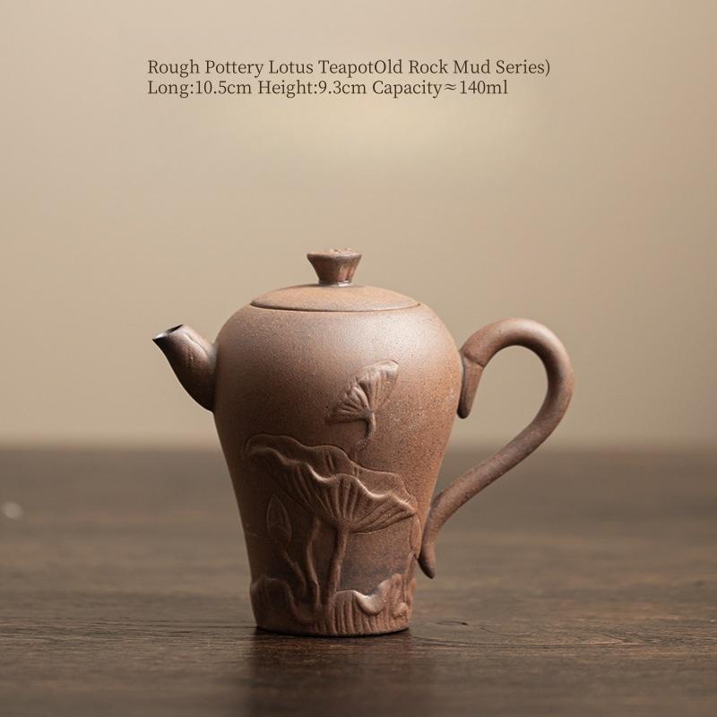 140ml Unglazed Rough Pottery Teapot Creative Relief Lotus Teapot Household Nourishing Ceramic Tea Pot Chinese Retro Teapot