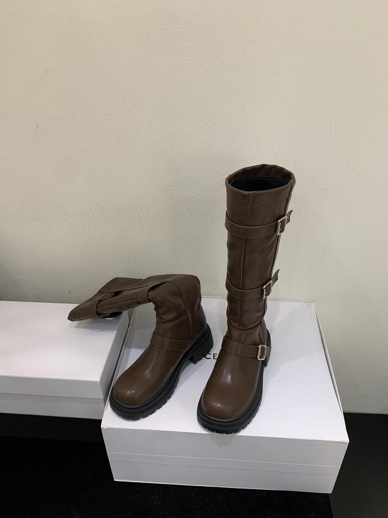 Autumn British long boots Martin boots Small thick-soled long tube but knee-high knight boots