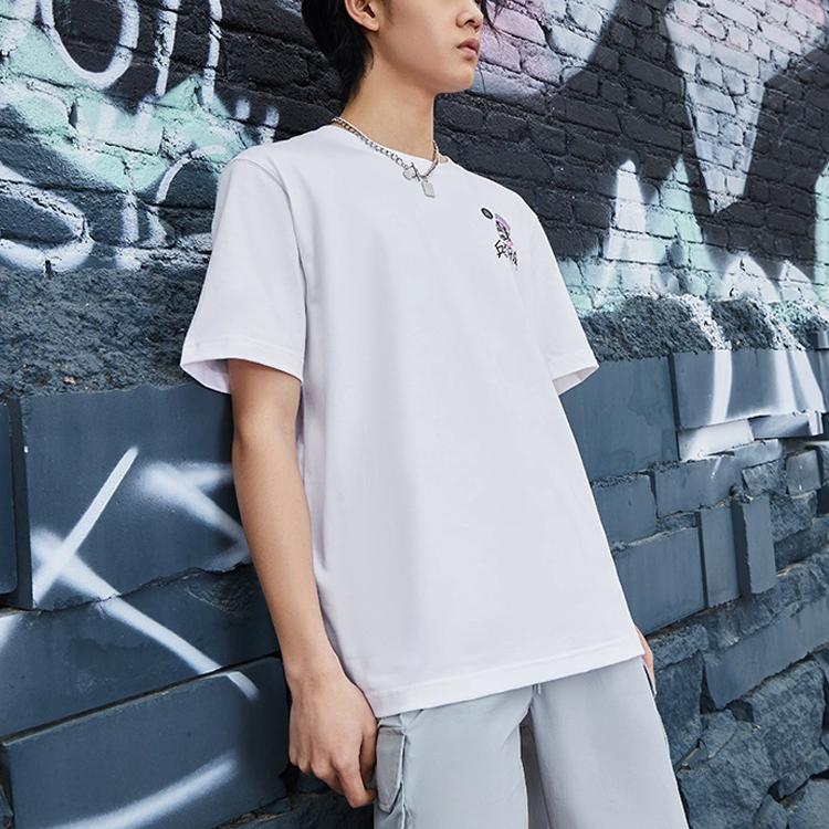 Li-Ning SS22 Sports Basketball Series Deception Is Not Wearisome Printed Crew Neck Short Sleeve T-Shirt Men Tops White AHSS373-2