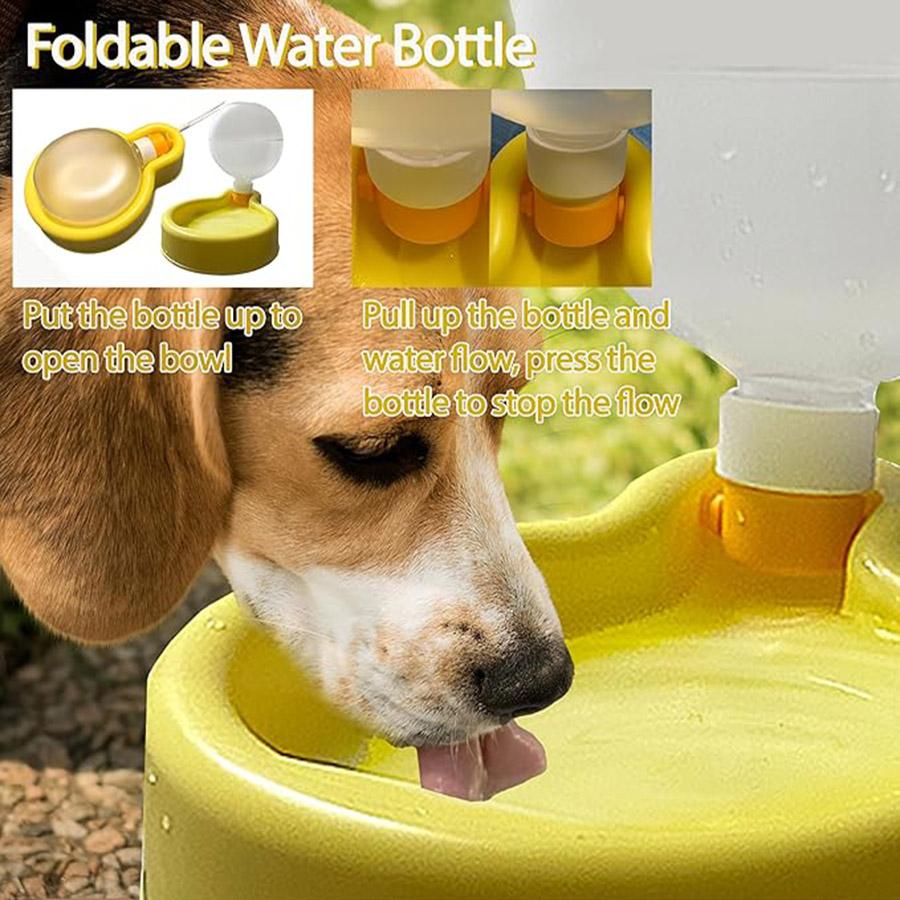 1PC travel leak proof puppy water bowl portable pet water bottle with water dispenser suitable for walking hiking and traveling verde