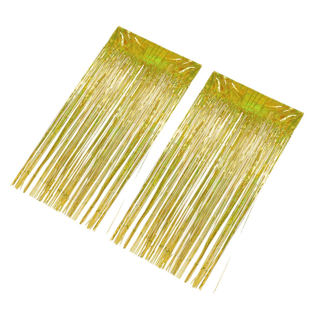 2pcs Foil Fringe Curtain Fringe Backdrop for Wedding Engagement Bridal Shower Birthday Party Stage