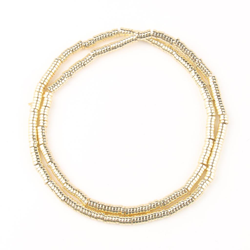 Light Gold Plated Natural Stone Hematite Beads Flat Round Rondelle Loose Spacer Beads For Jewelry Making DIY Bracelet 2/3/4/6mm