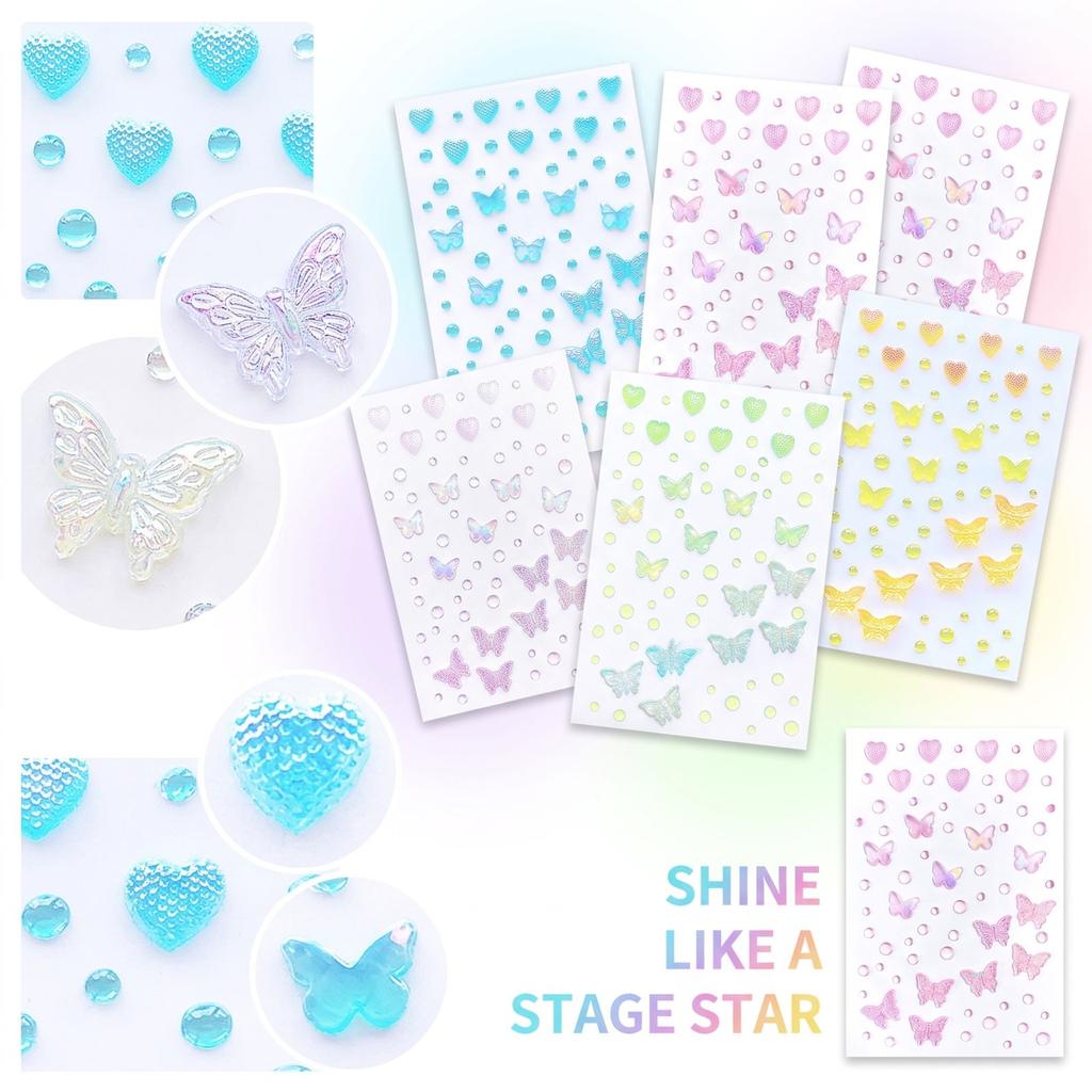 3D Sparkling Face Butterfly Design for Party Makeup