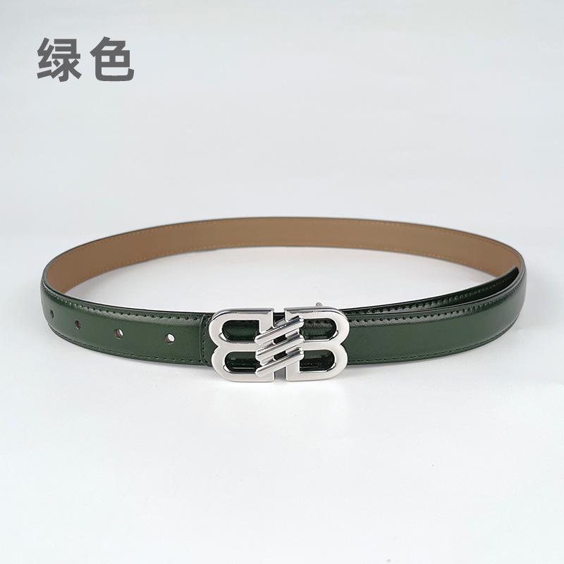 

Кожаный женский ремень из коровьей кожи, простой, подходящий к повседневным брюкам, джинсам, украшение, высококачественный ремень для женщин 105cm зелёный