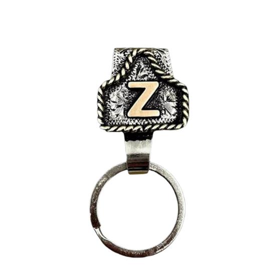 Western Cowboy Letter Keychain Vintage Initial A-Z Key Clip Metal Key Chain Belt Keyring Denim Style Accessory