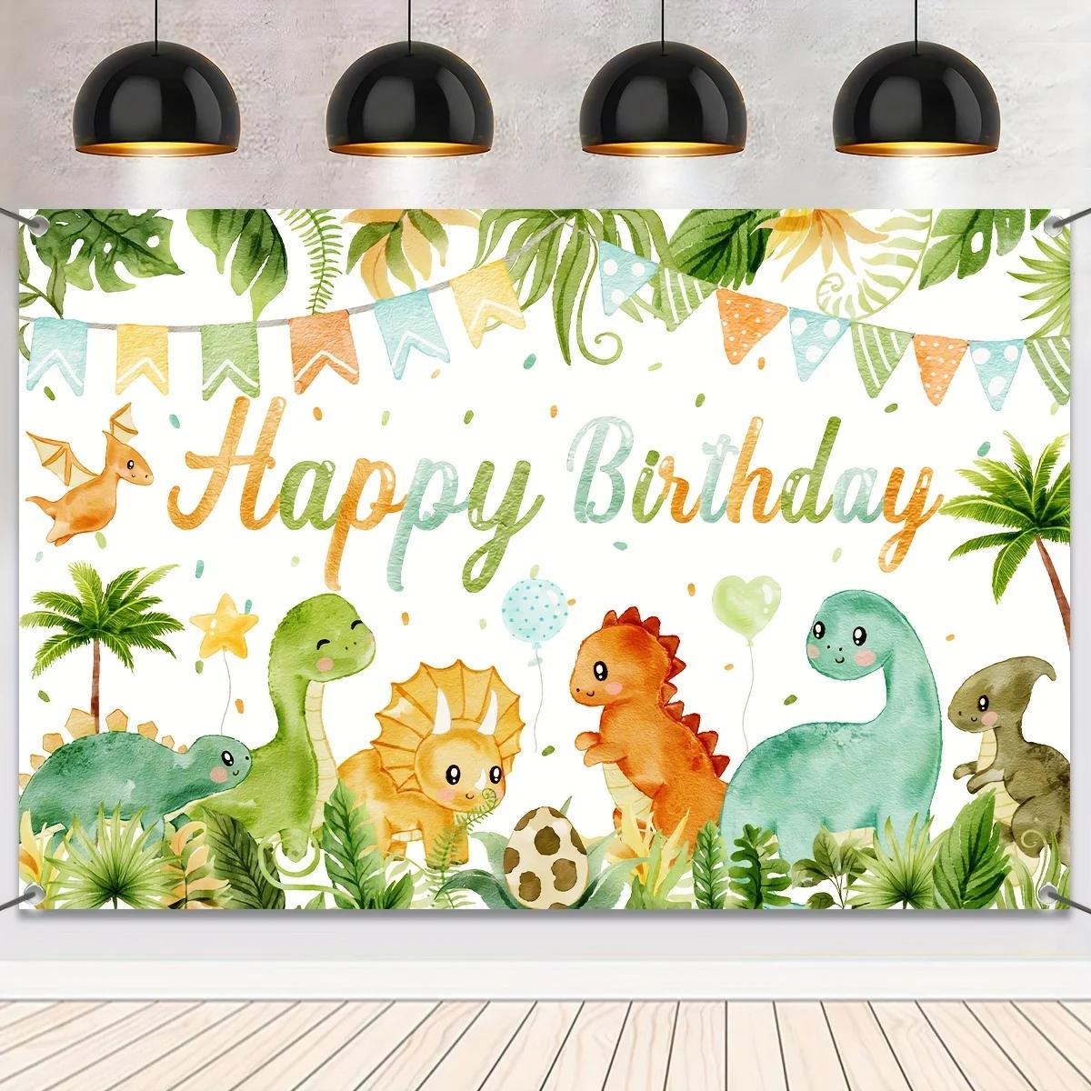 1 piece, 2D flat dinosaur-themed birthday backdrop, vibrant colors, creating unforgettable memories, customizable backdrop, wsj 180x110CM